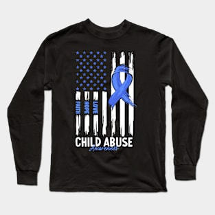 Child Abuse Prevention Awareness Month Blue Ribbon gift idea Long Sleeve T-Shirt